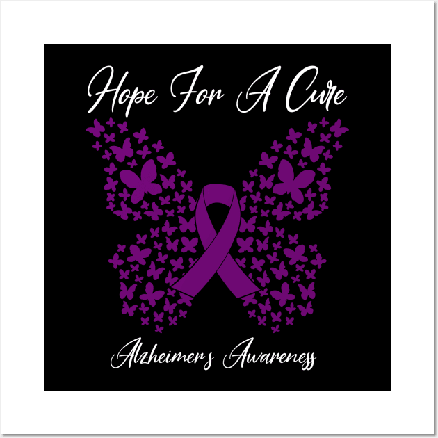 Hope For A Cure Butterfly Gift  Alzheimer's 3 Wall Art by HomerNewbergereq